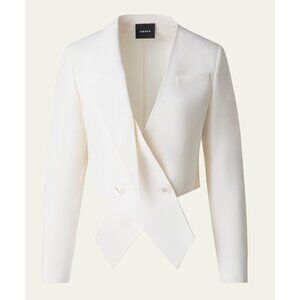 AKRIS Amie Short Wool Double-Face Jacket Blazer Vanilla White Size 4 $3,490